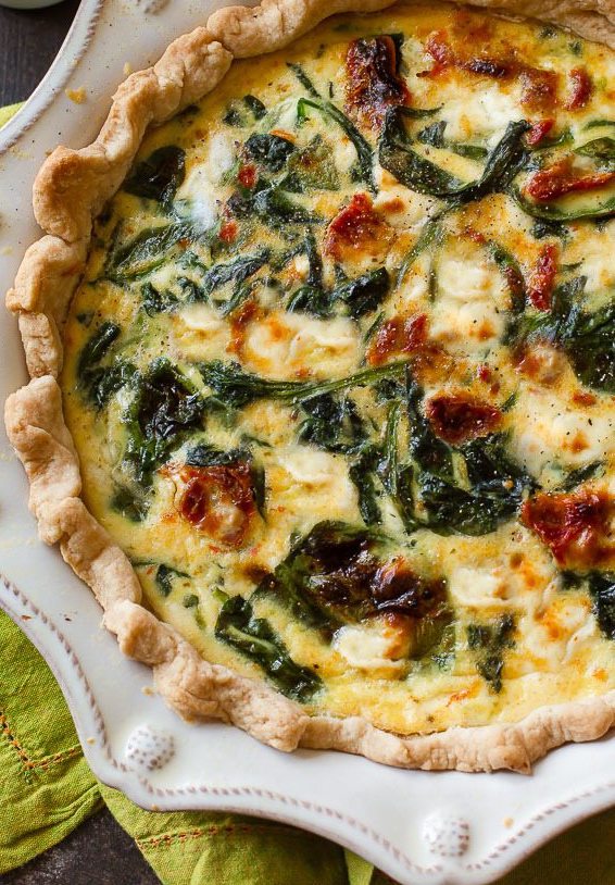 (V) Sundried Tomato, Goat Cheese and Spinach Quiche