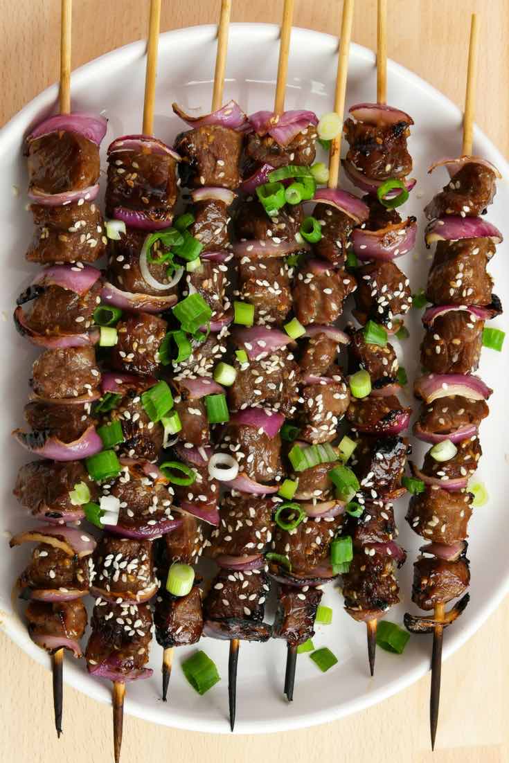 Sirloin, Pepper, and Onion Skewers