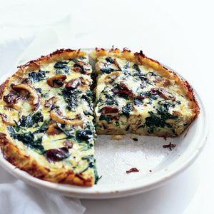 (V) Roasted Mushroom, Spinach, and Parmesan Quiche